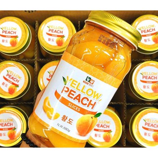 Đào Ngâm Đào Vàng Ngâm YELLOW PEACH Nong Woo Hũ 680G