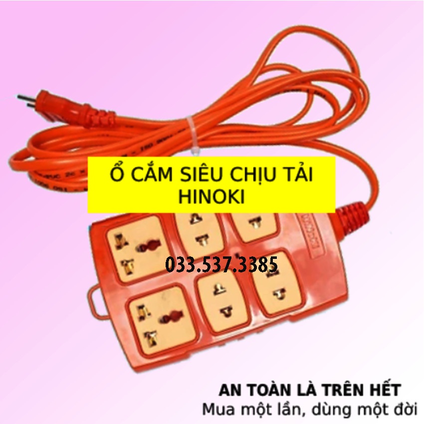 Ổ cắm điện, ổ cắm điện công suất lớn HINOKI loại 6 lỗ dây dài 3m, 5m