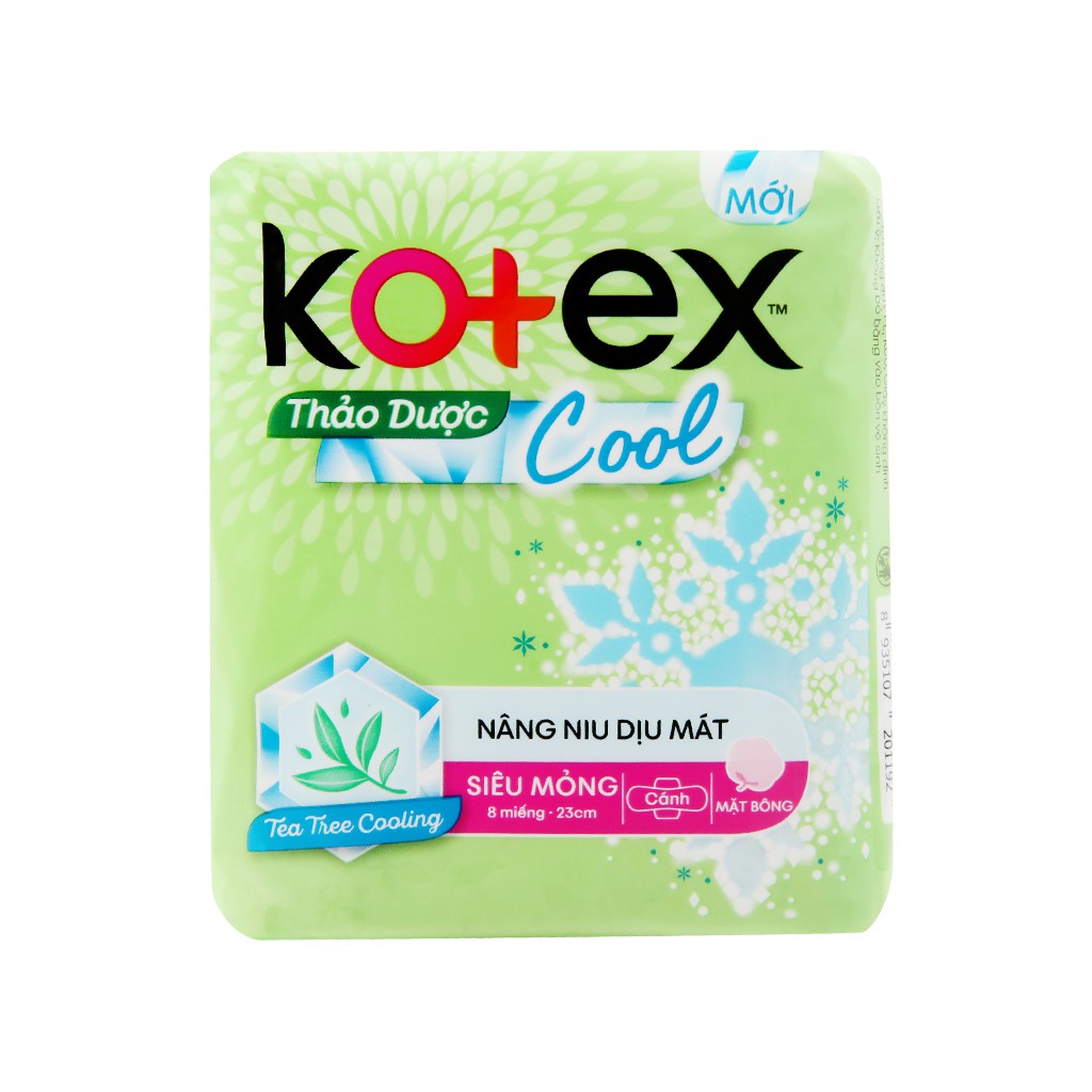 Băng vệ sinh Kotex thảo dược Cool siêu mỏng cánh 8 miếng