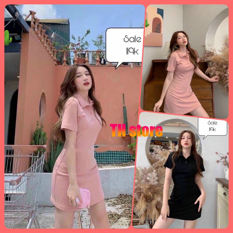 [MÃ TH6 GIẢM 20% TỐI ĐA 30K ĐƠN 500K]Váy Polo Trơn Nữ 🌸 Đầm dáng suông polo chất cotton