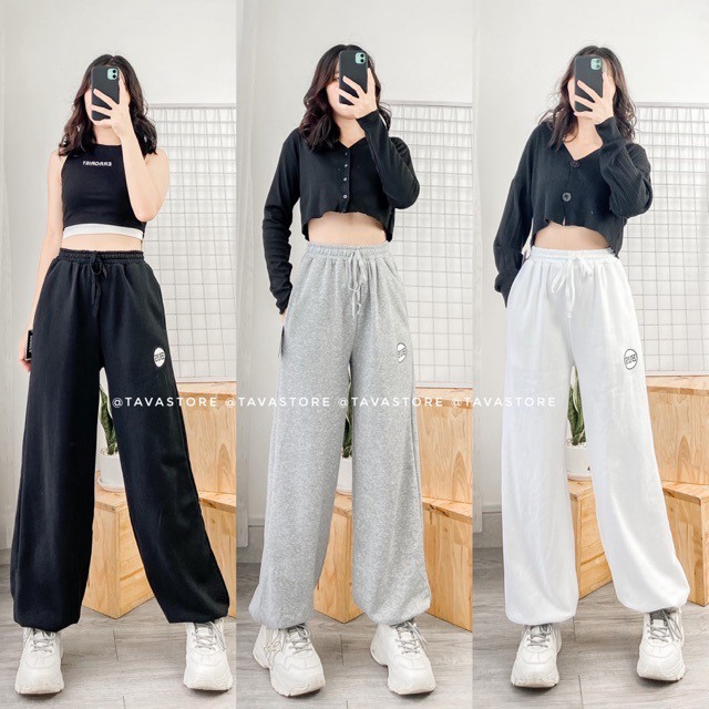 Quần Ống Thụng Hoa Mai Dáng Suông Bo Gấu Jogger Nam Nữ Phong Cách Unisex