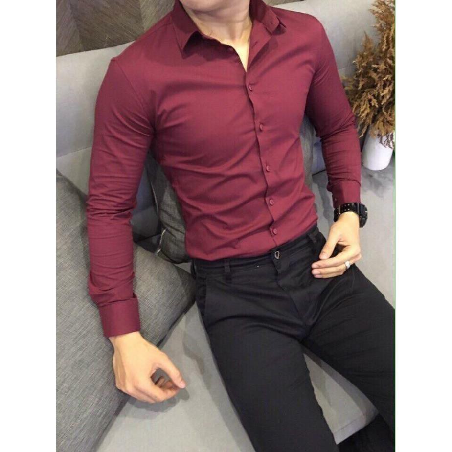 Áo Sơ Mi nam trơn, chất lụa mềm mịn dáng ôm thích hợp với nhiều lứa tuổi, dáng body, slimfit cực chuẩn | BigBuy360 - bigbuy360.vn