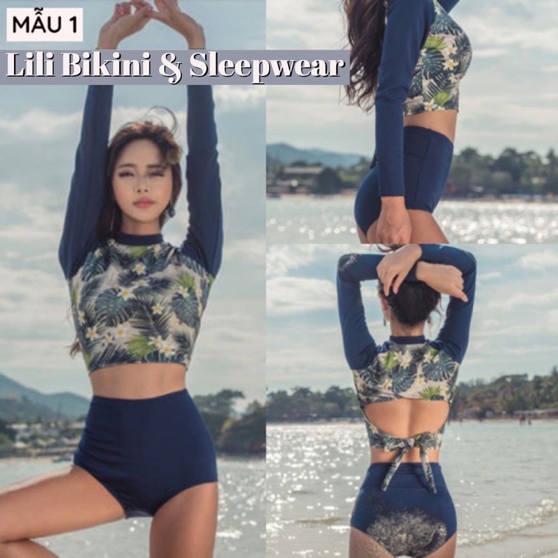 Bikini/Đồ Bơi Đi Biển Dài Tay Buộc Nơ Lưng Hoạ Tiết (hàng Quảng Châu loại 1 không phải hàng xưởng Vn may)