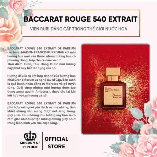 Nước hoa nam nữ MFK Baccarat Rouge 540 EDP dung tích 70ml - Hương thơm của sự giàu sang phú quý