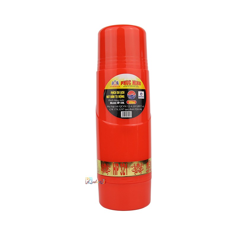 Bình nước giữ nhiệt 500mL - Phích du lịch nút bấm tự động 500mL - HP 321L - Phúc Minh THP