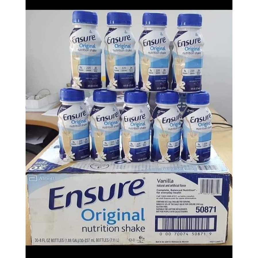 SỮA ENSURE MỸ ( NƯỚC ) VANILA 237 ML - THÙNG 30 CHAI