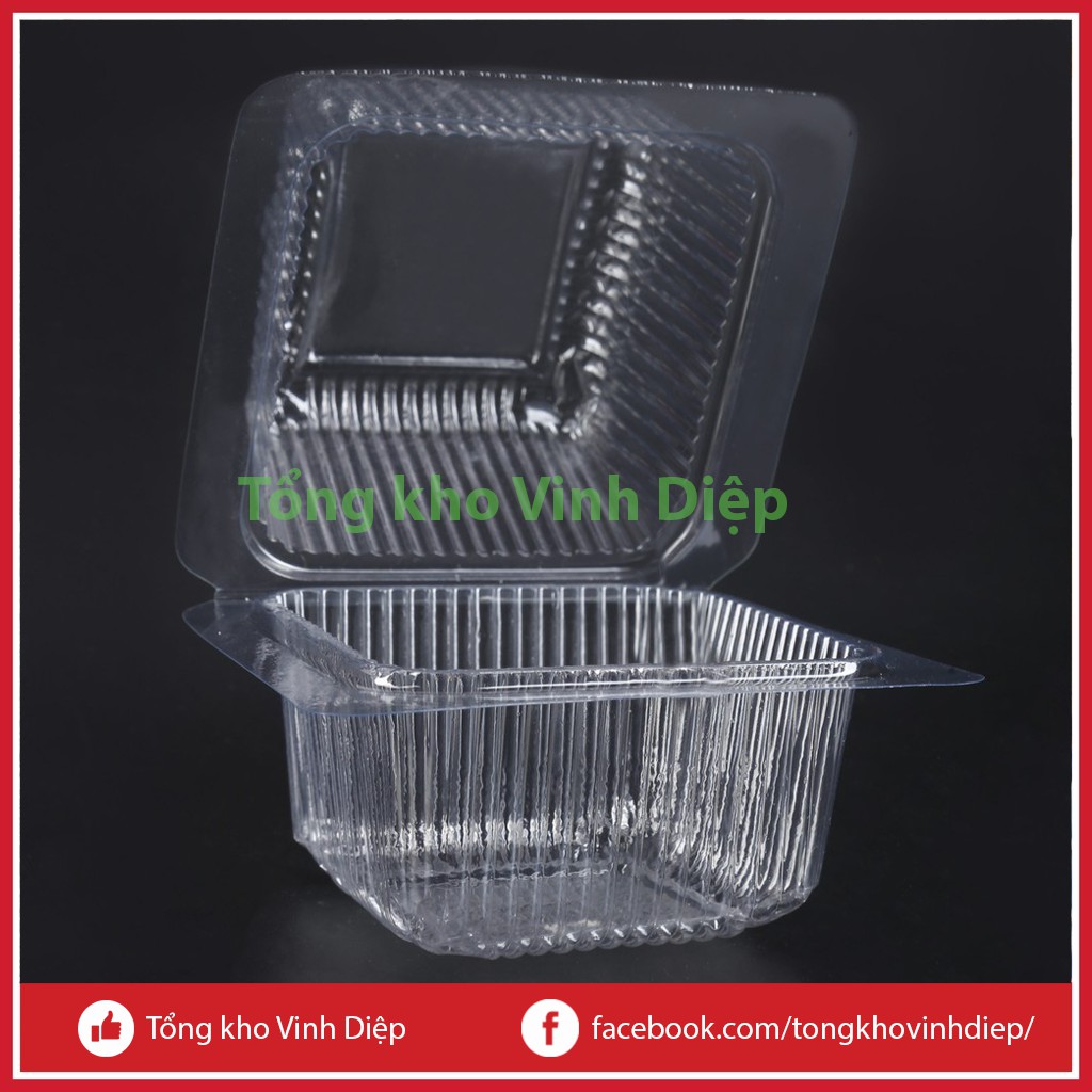 Combo 100 hộp nhựa vuông dùng 1 lần đựng bánh bông lan trứng muối, đồ ăn - HH-5/05