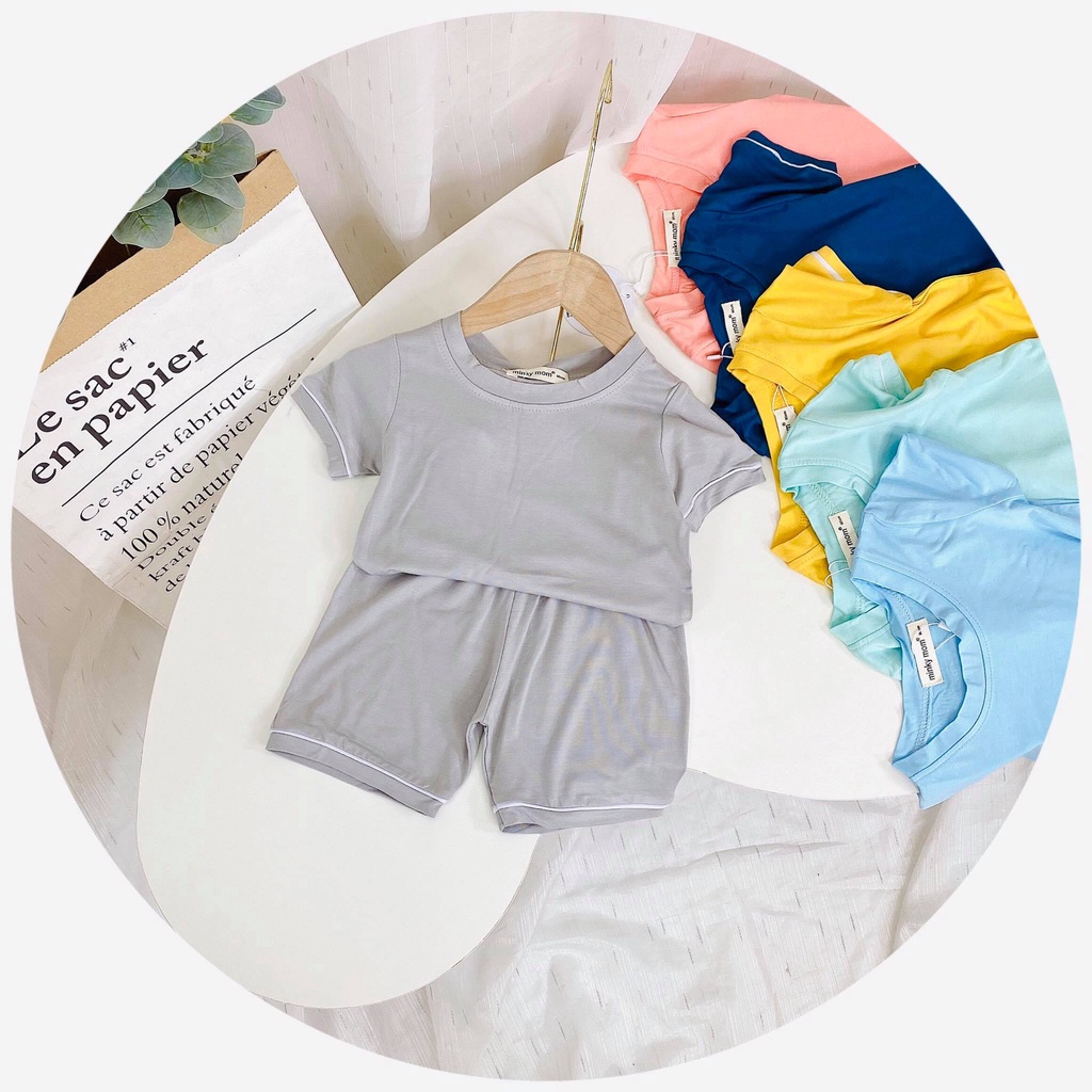 Bộ thun lạnh cộc tay bé trai, bé gái nhiều màu Minky MKM2023 cho bé