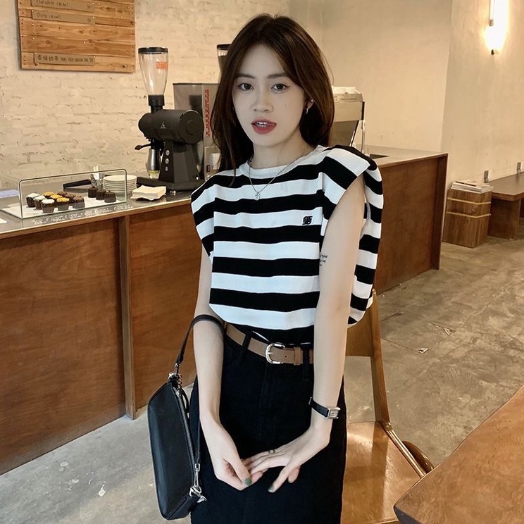 Áo Thun Nữ Không Tay Kẻ Sọc Dáng Rộng Thời Trang Nữ Đáng Yêu Áo phông Nữ TX-174