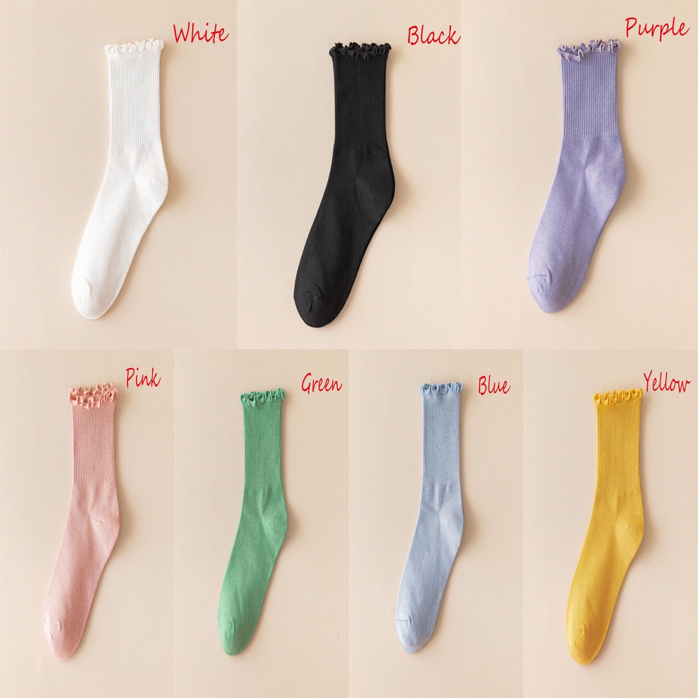 Vớ Cotton Cổ Cao Màu Sắc Ngọt Ngào Thời Trang Harajuku Cho Nữ