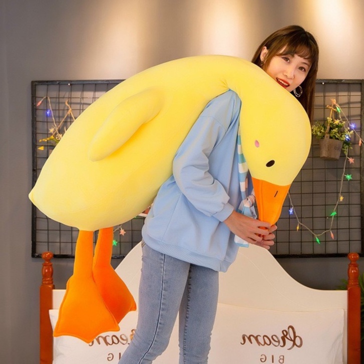Gấu Bông Vịt Vàng Má Hồng Gối Ôm Hình Ngỗng Mệt Mỏi Size 80cm - 1m6