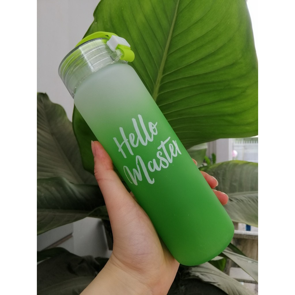 Bình Nước Detox 480ml Có Quai Xách Tiện Lợi Hello Master - Bình Nước Thủy Tinh