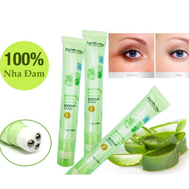 Lăn Giảm Thâm Quầng Mắt Nha Đam Aloe Vera 92% Farm Stay