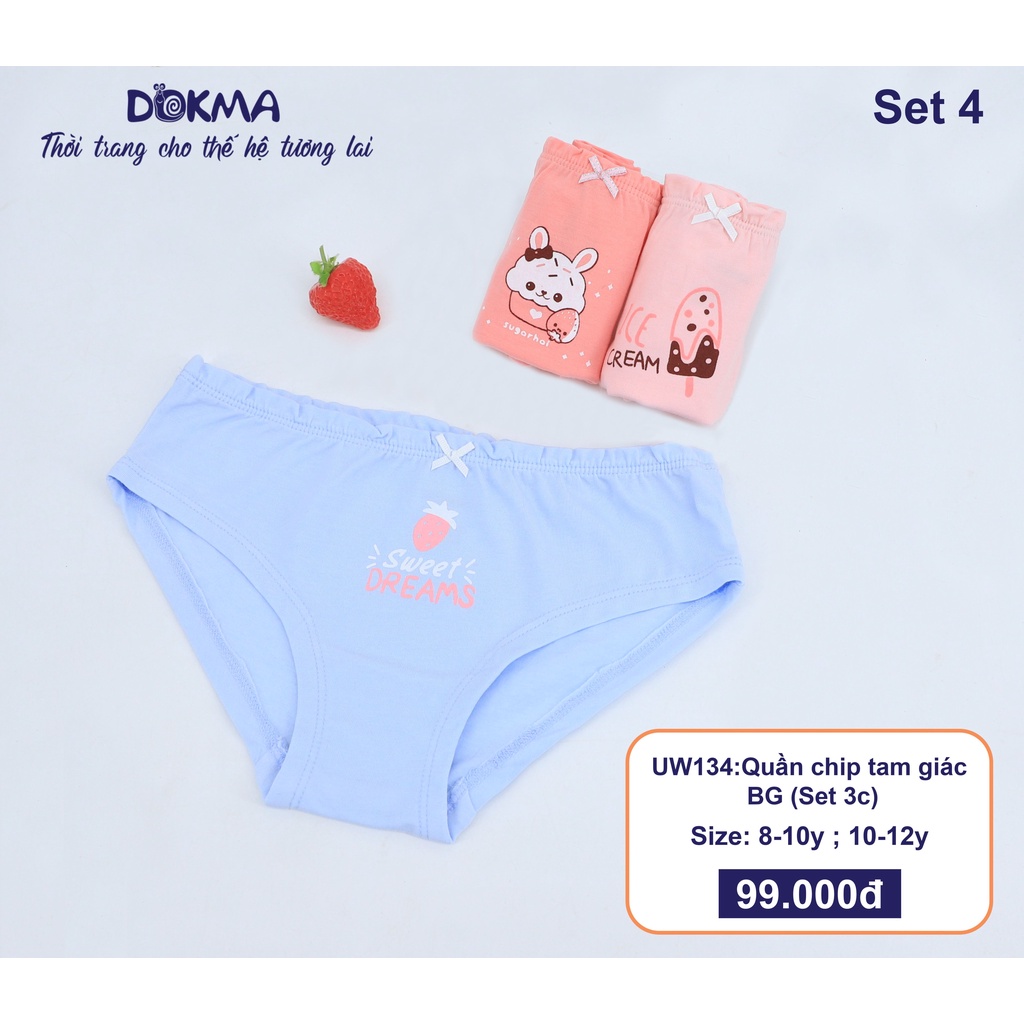 [FREESHIP] Quần Chip cotton tam giác cho bé gái Dokma (Set 3 chiếc) Dokma UW134s