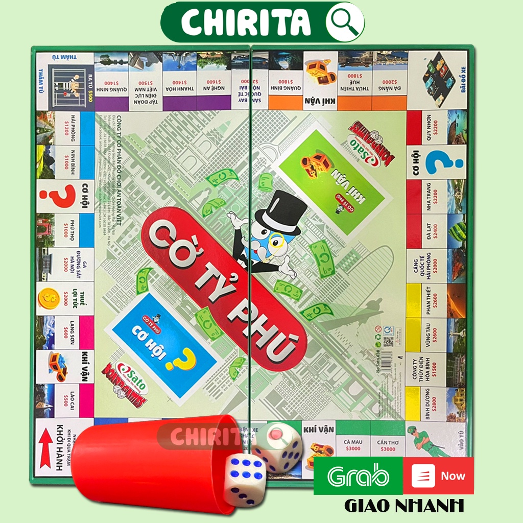 Cờ Tỷ Phú Sato Việt Nam CHÍNH HÃNG Cao Cấp BÀN NHỰA Loại Lớn/ Loại Vừa - Bàn Cờ Tỉ Phú Boardgame Monopoly Chirita