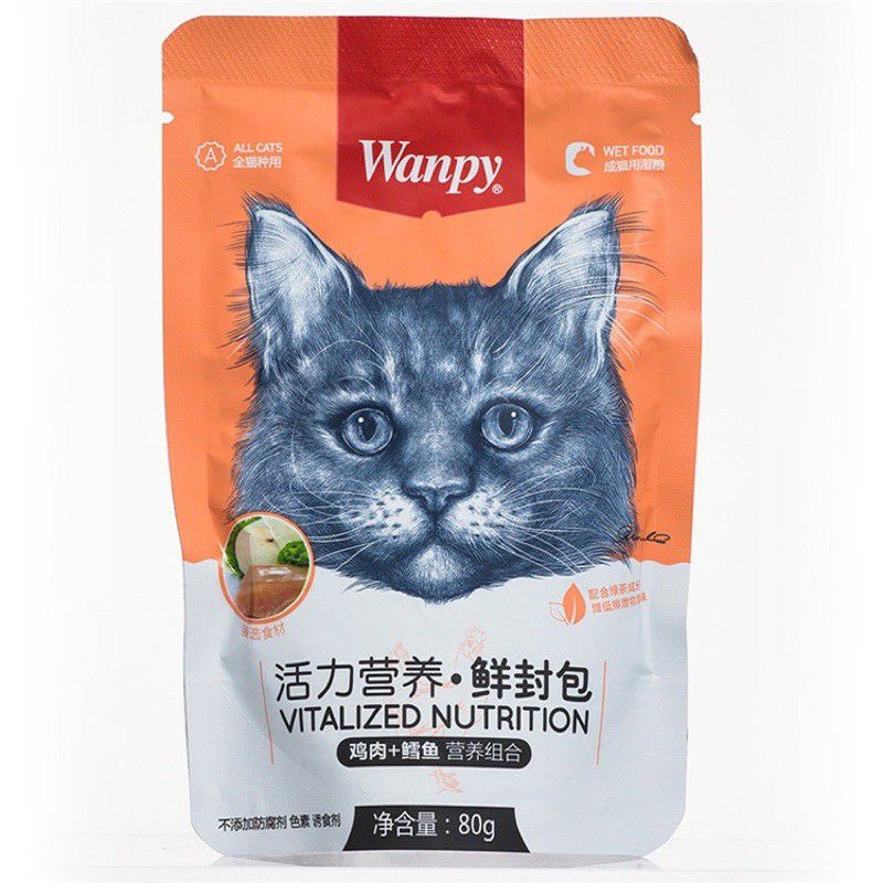 Pate Wanpy gói 80g cho mèo con mèo lớn mèo kén ăn tổng hợp 7 vị- Thaivucattery