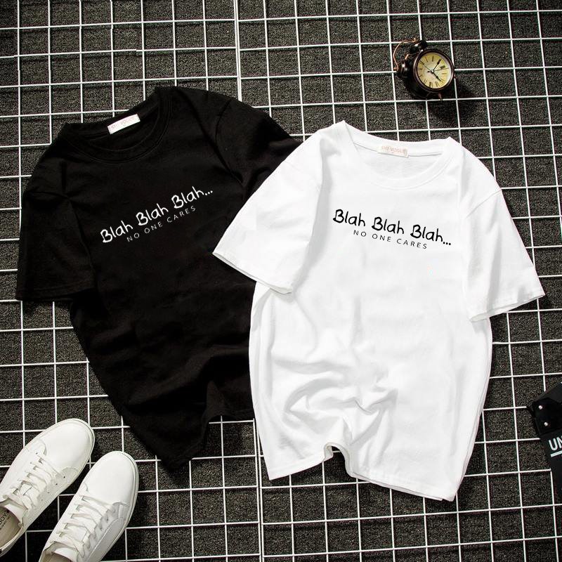 Áo thun form rộng unisex chữ kiểu blah blah blah vải dày mịn 2019T22079