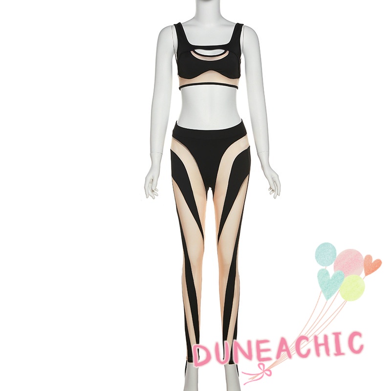 Bộ Áo Tank Top Khoét Lỗ + Quần Dài Lưng Cao Thời Trang L0411