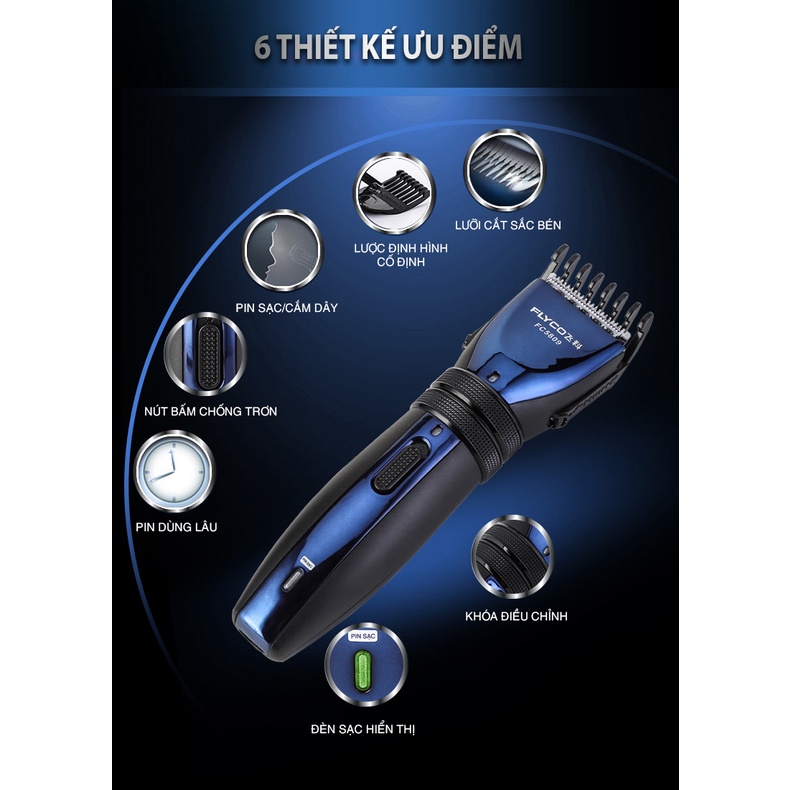 Tông Đơ Cắt Tóc Flyco FC5809VN Điều Chỉnh 9 Cự Ly - Hàng Chính Hãng