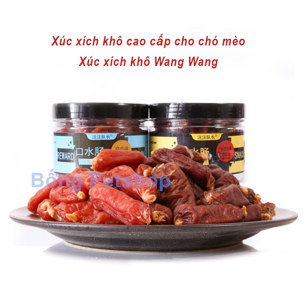 Bánh thưởng, xúc xích cao cấp cho chó - Xúc xích khô Wang Wang hộp 200g