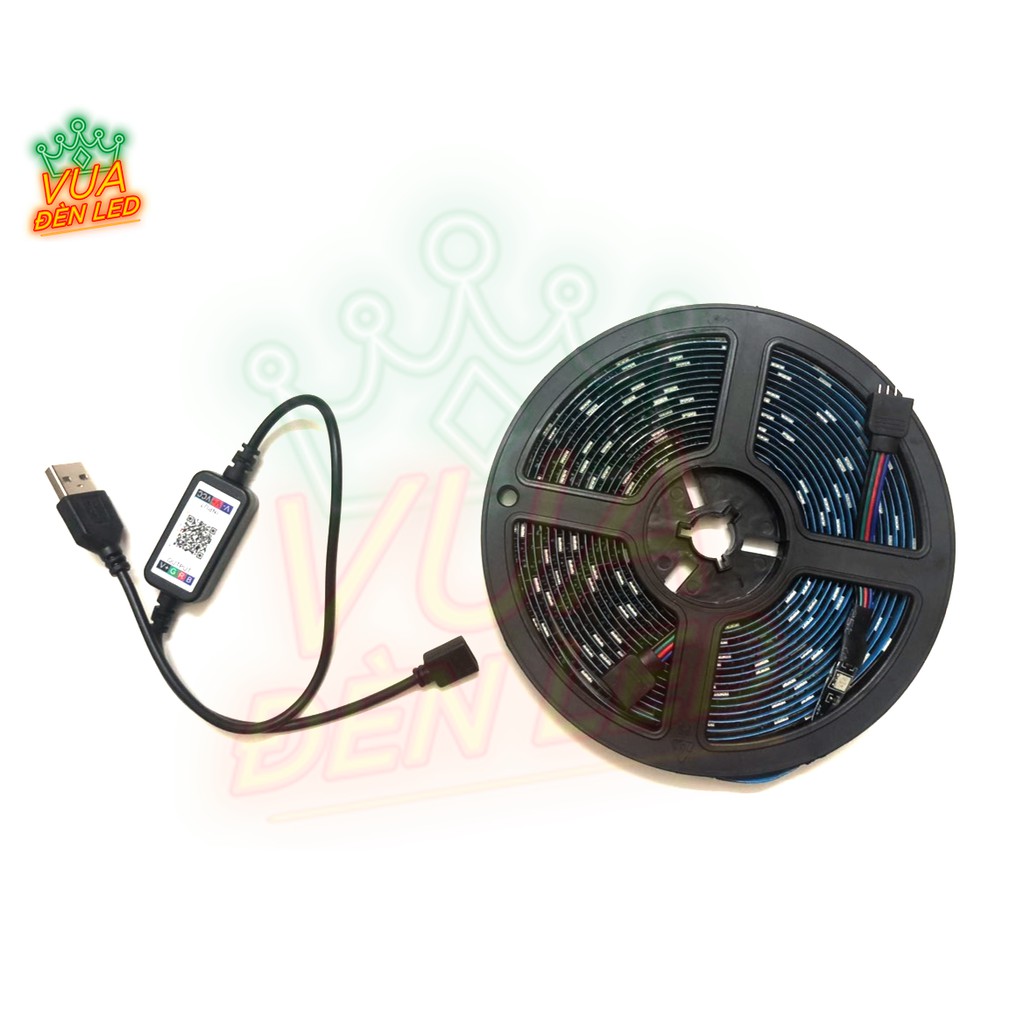 【Có sẵn】 Cuộn dây led 3m 5m RGB 16 triệu màu điều khiển bằng điện thoại, nháy theo nhạc, đèn led tiktok đổi màu