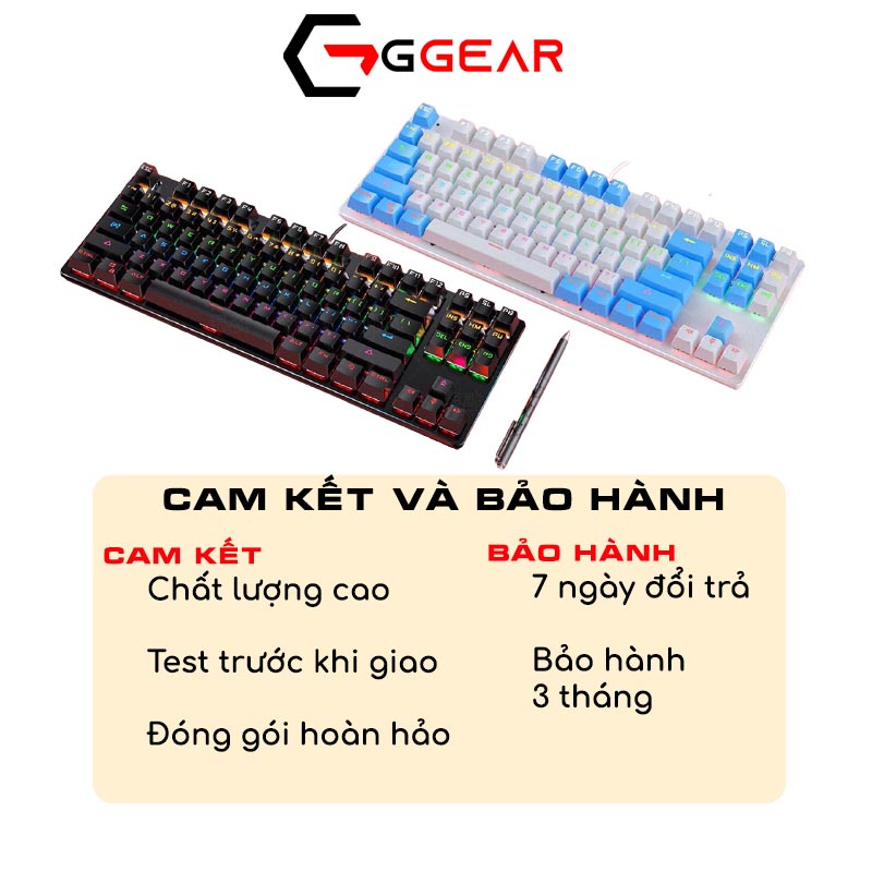 Bộ bàn phím cơ chuột tai nghe gaming có dây Ggear CBG1 bàn phím cơ 87 phím chuột máy tính Macro headphone siêu bền led