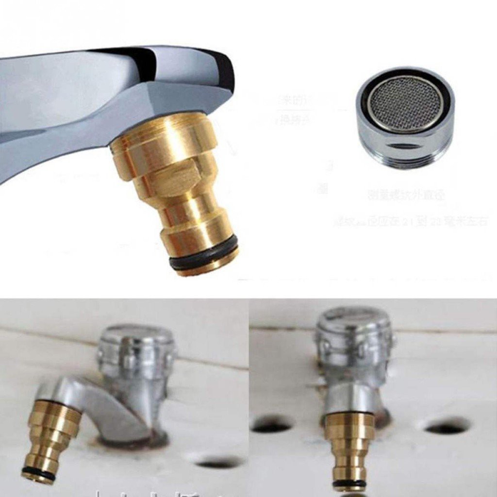 Đầu nối ống nước, Đầu nối vòi nước đồng thau, đầu chuyển đổi nhanh   ren ngoài 23-24mm