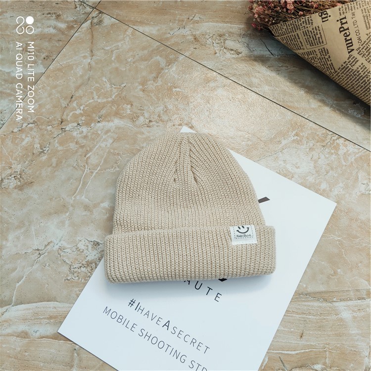 Mũ Nón Len beanie Trùm Đầu nam, nữ họa tiết mặt cười nhỏ Phong Cách Năng Động Chất Lượng Cao NL07