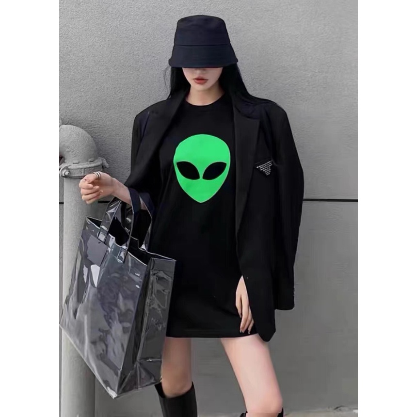 Áo thun nam nữ form rộng cổ tròn tay lỡ áo phông unisex cotton oversize  giá rẻ in mặt xanh APQ12