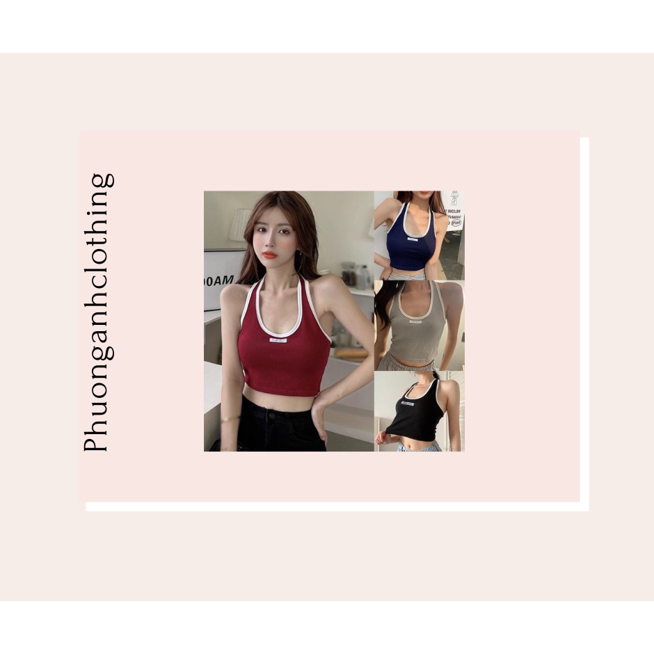 Áo yếm Croptop 3 Lỗ nữ bigsize Lửng hai dây và ba lỗ Không Tay Cổ Chữ U Gợi Cảm