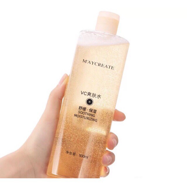 Nước hoa hồng Maycreate VC Smoothing Moisturising Toner sạch sâu dưỡng da Nội địa Trung 500ml