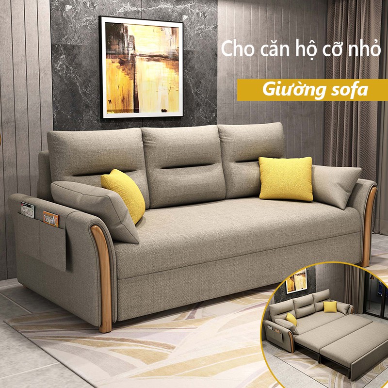 Giường sô pha ghế sô pha mở thành giường 1.8m giường gấp ghế sofa đa năng (Màu kaki) tiện dụng hiện đại - FU322