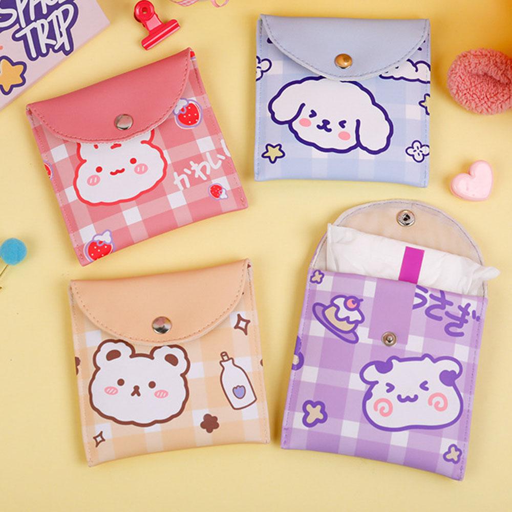 Ví Đựng Tiền Xu / Tai Nghe Bằng Da PU Họa Tiết Hoạt Hình Phong Cách Hàn Quốc
