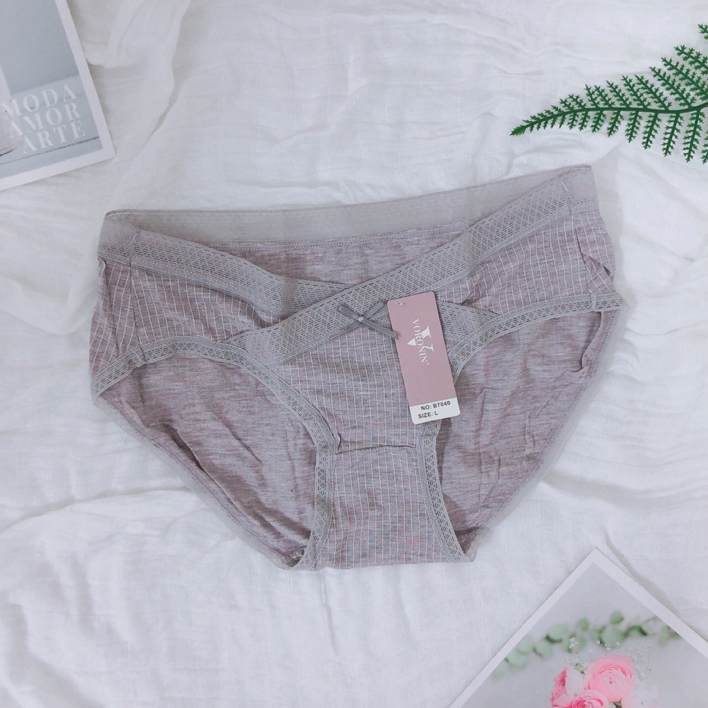 Quần lót bầu cotton cạp chéo thông thoáng thấm hút tốt đính nơ