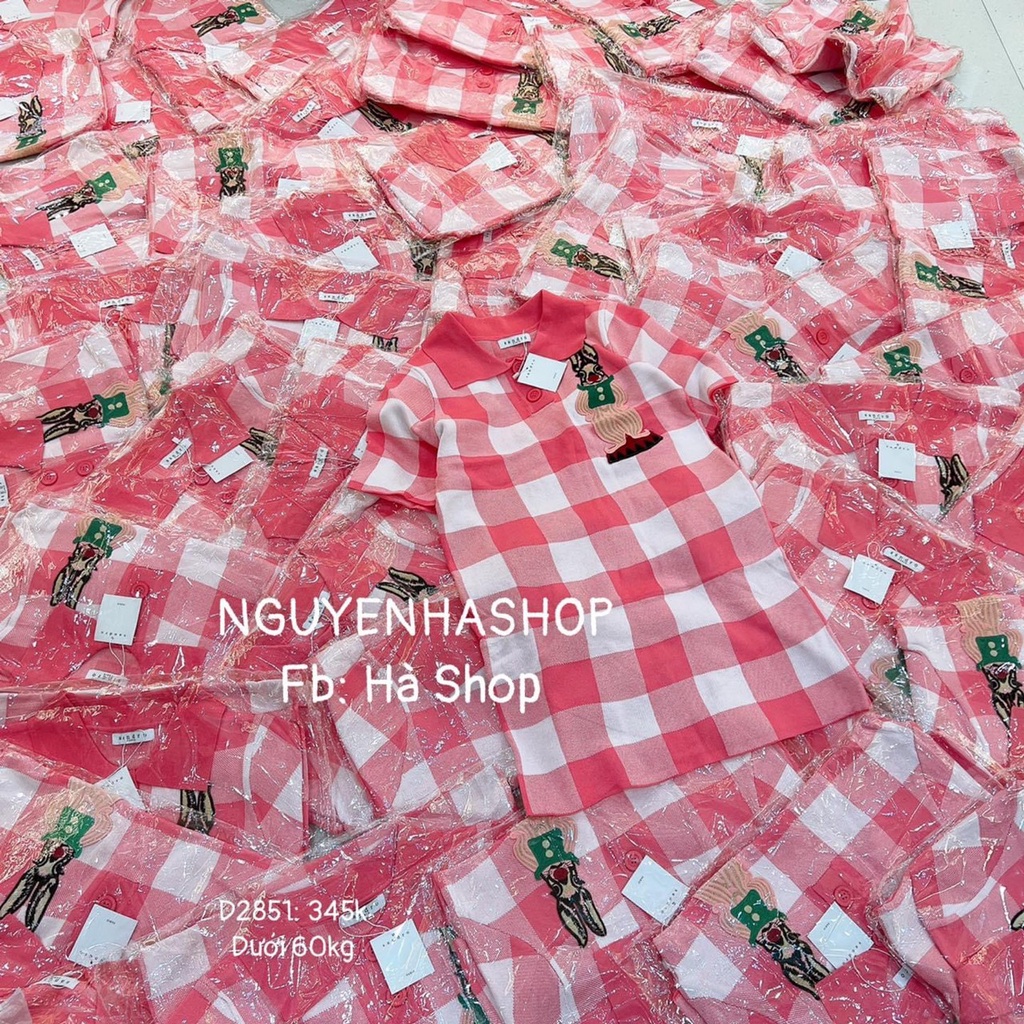 ĐẦM POLO NỮ SỌC KẺ MÀU HỒNG FORM SUÔNG CHẤT VẢI CO DÃN CHẤT LƯỢNG CAO