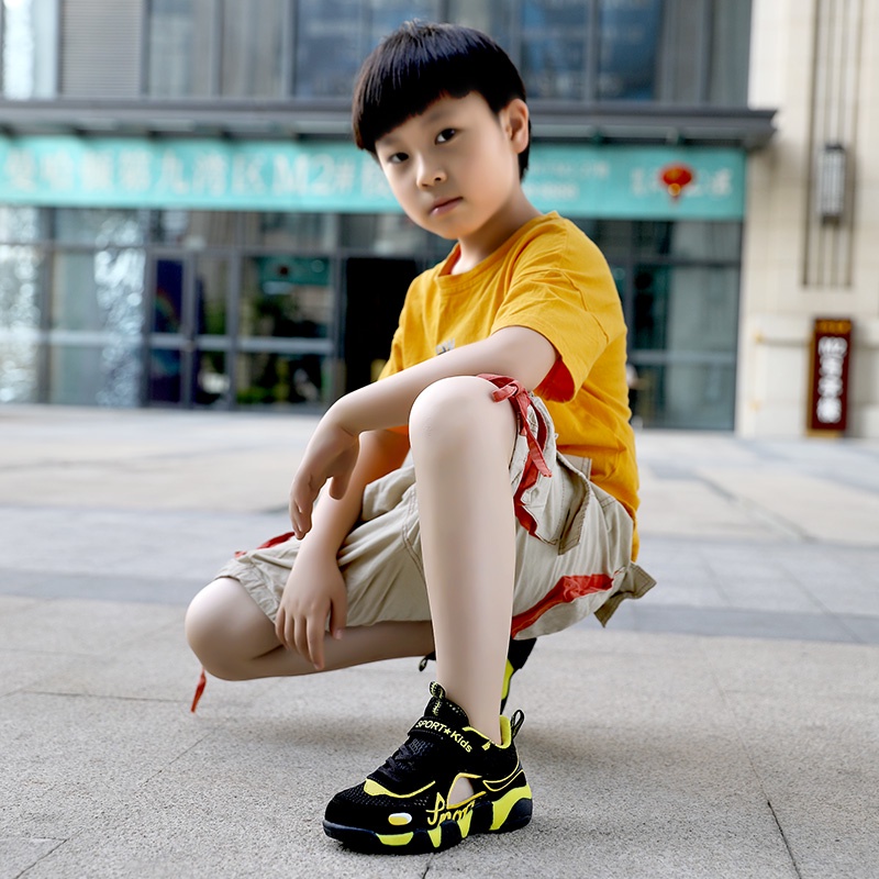 Giày Thể Thao Phối Lưới Thoáng Khí Chống Trượt Thời Trang Mùa Hè Cho Bé Trai Và Bé Gái Với 3 Màu Tùy Chọn 28-38