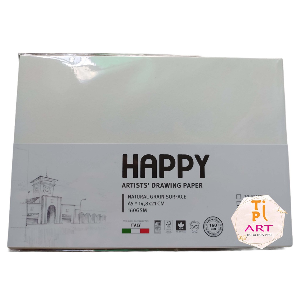 Giấy Vẽ Happy 160gsm A5/A4/A3 Tệp 10 Tờ