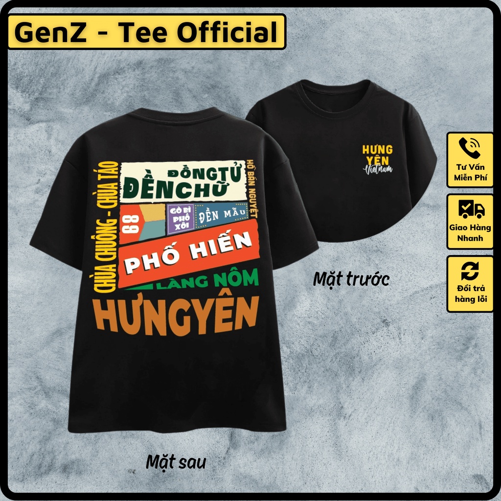 Áo Thun Local Brand Tỉnh Hưng Yên, Áo 63 Tỉnh Thành Nam Nữ Form Rộng Unisex Genz Cá Tính