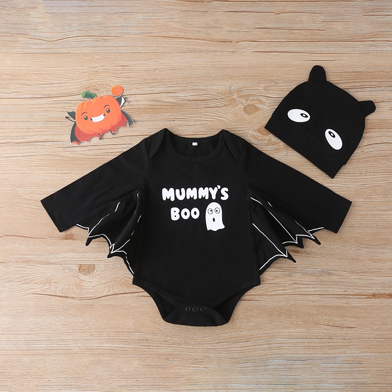 Combo bộ đồ bé trai gái 0-24 tháng Hóa Trang Nhân Vật Hoạt Hình con dơi bodysuit liền thân mũ đội đầu set thời trang cho bé trẻ em sơ sinh