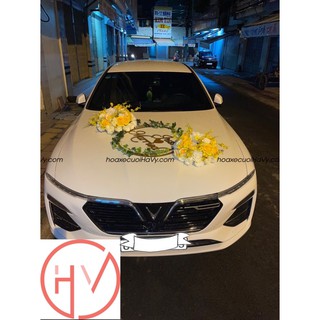 (HOA CƯỚI) HOA XE CƯỚI ĐẸP MÀU TRẮNG VÀNG