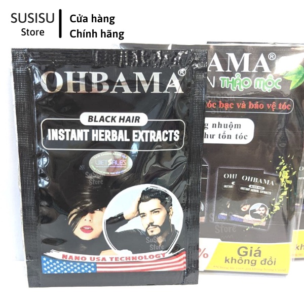 Dầu gội nhuộm tóc tại nhà Gội Là Đen OHBAMA Black Hair Instant Wash 20ml (thuốc nhuộm tóc đen)