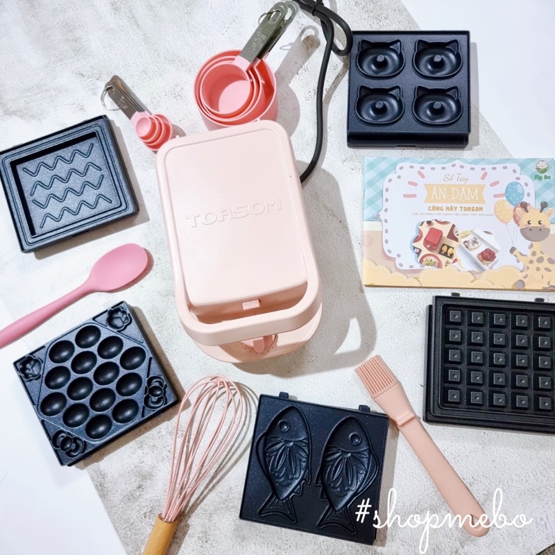 Máy Nướng Bánh Mì Kẹp TORSOM - Phiên bản hẹn giờ - Máy Làm Bánh Mỳ Sandwich - Kèm 5 khuôn