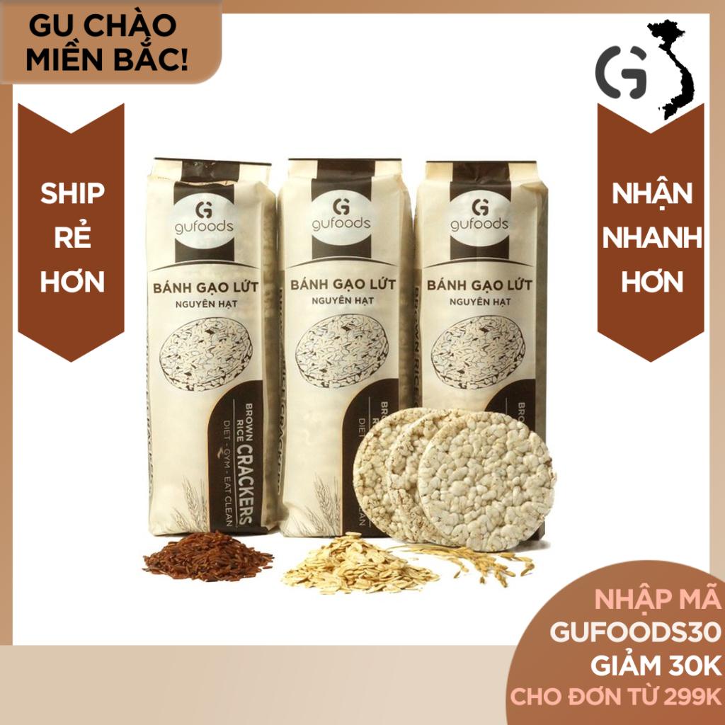 Bánh gạo lứt ăn kiêng GUfoods - Các vị Yến mạch, Huyết rồng, Tím than, Hạt chia, Hạt quinoa, Đường ăn kiêng