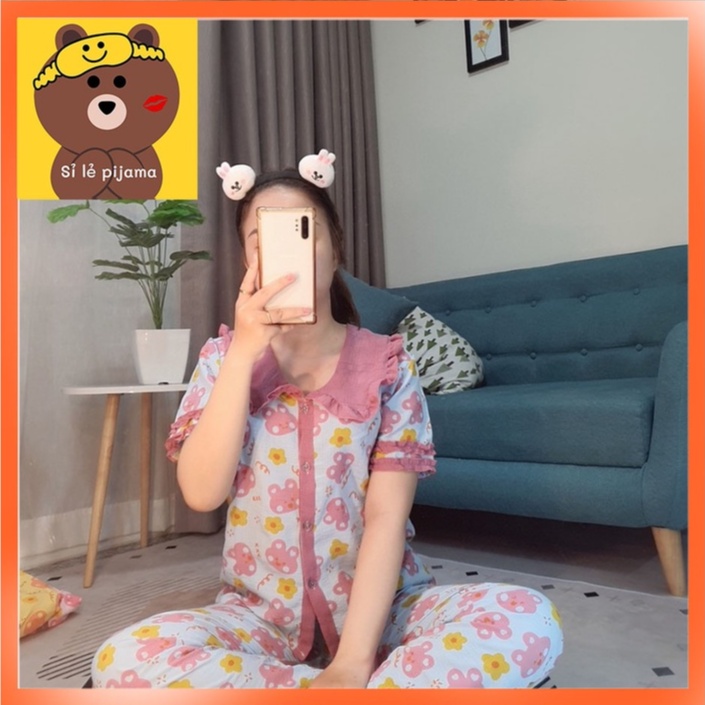 Đồ Bộ pijama Đũi Tiểu Thư Tay ngắn quần dài - form 40-60kg