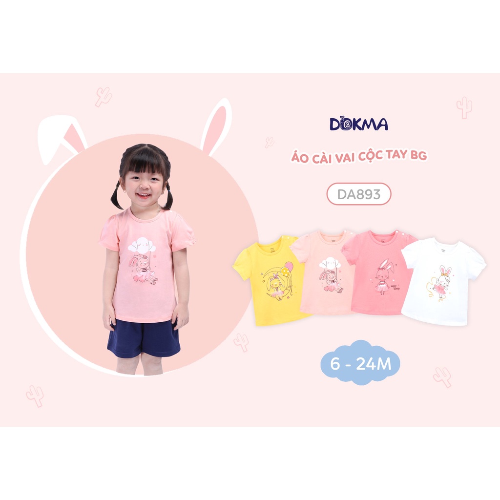 DA893 Áo cộc tay bé gái đính ren Dokma (9-36M)