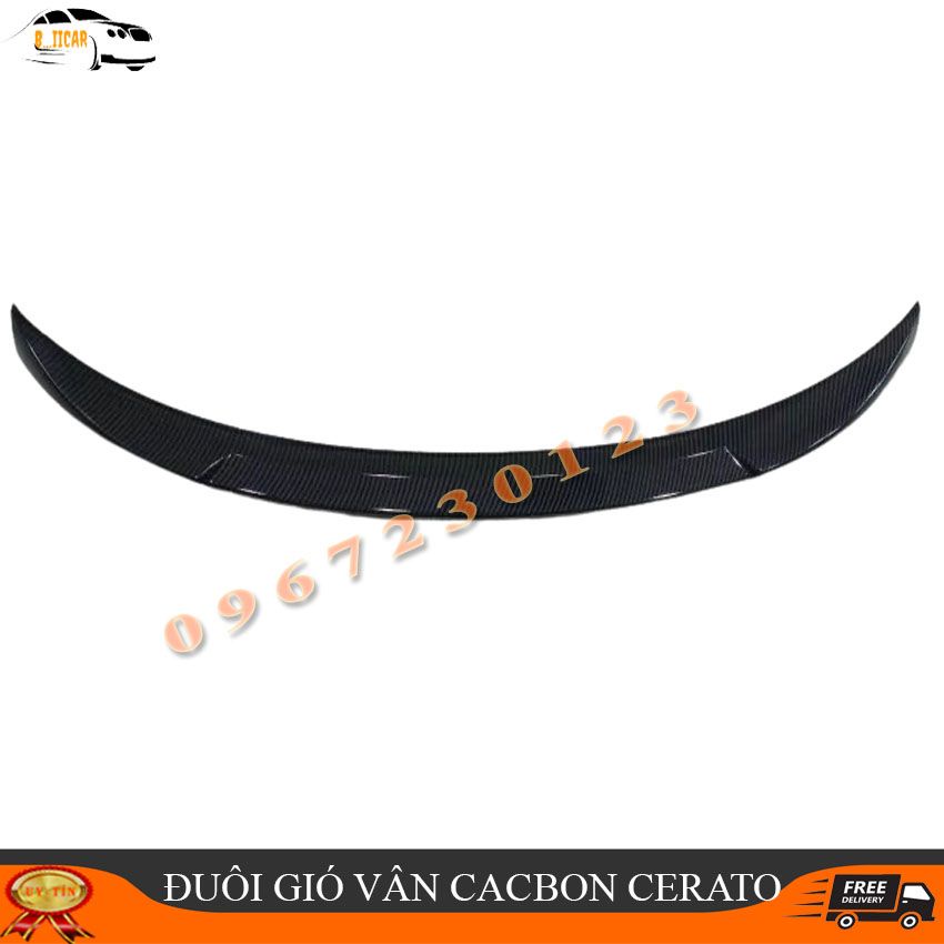 Đuôi gió, đuôi cá liền cốp sơn cacbon Kia Cerato 2019- 2020 Chất liệu Nhựa ABS vân cacbon cao cấp