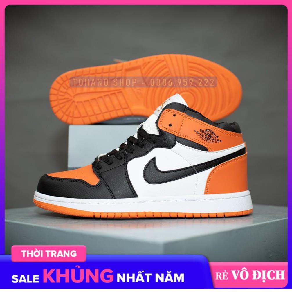 Giày Thể Thao Jd 1 Cổ Cao Nam Nữ Màu Cam Đen