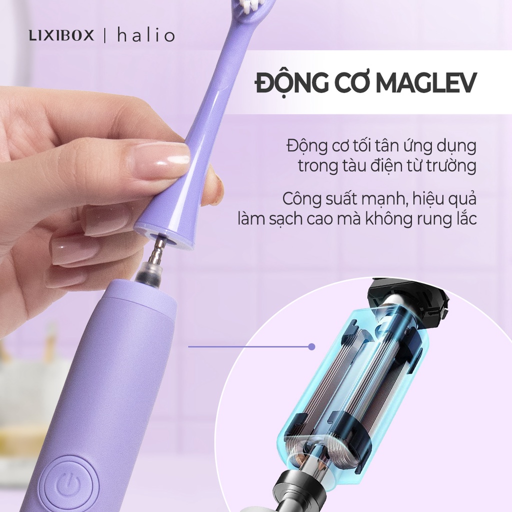 Combo Bàn chải điện Halio PRO Periwinkle Và Máy Rửa Mặt Cho Da Nhạy Cảm Purple Rain