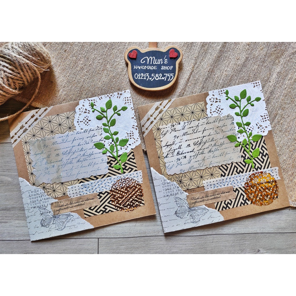 Thiệp giấy kraft phong cách cổ điển - Vintage handmade cards