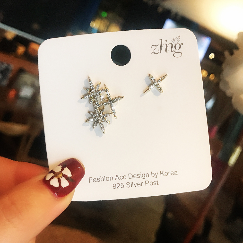 Khuyên Tai Bạc S925 Đính Đá Zircon Phong Cách Hàn Quốc Mới